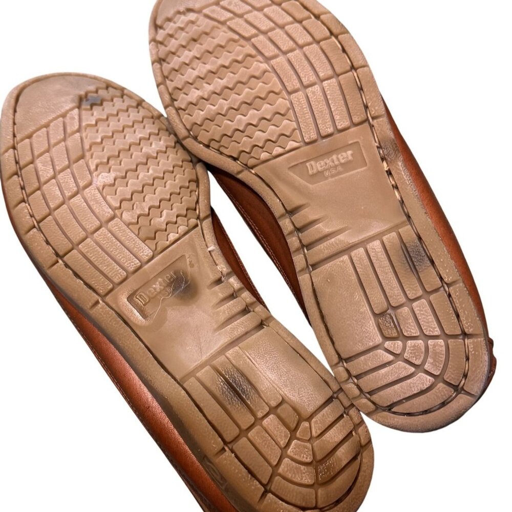 Dexter Mens Navigator II Boat Shoes 7.5M Tan Waxy Leather Casual Deck Loafers - Picture 4 of 7